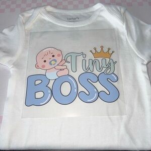 Carter's White Tiny Boss Baby Onesie